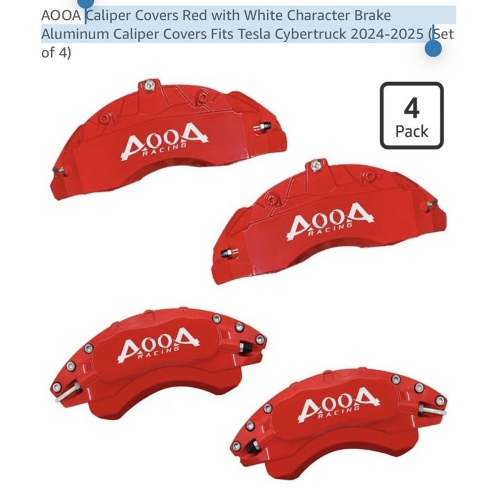35)Caliper Covers Red  Brake Aluminum Caliper Covers ForTesla Cybertruk2024-2025